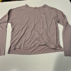 Nike Women's Flowy Pink Long Sleeve Top Large